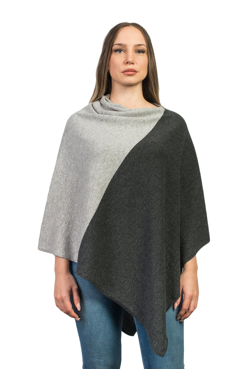 Bicolor Poncho 100% Cashmere | Dalle Piane Cashmere