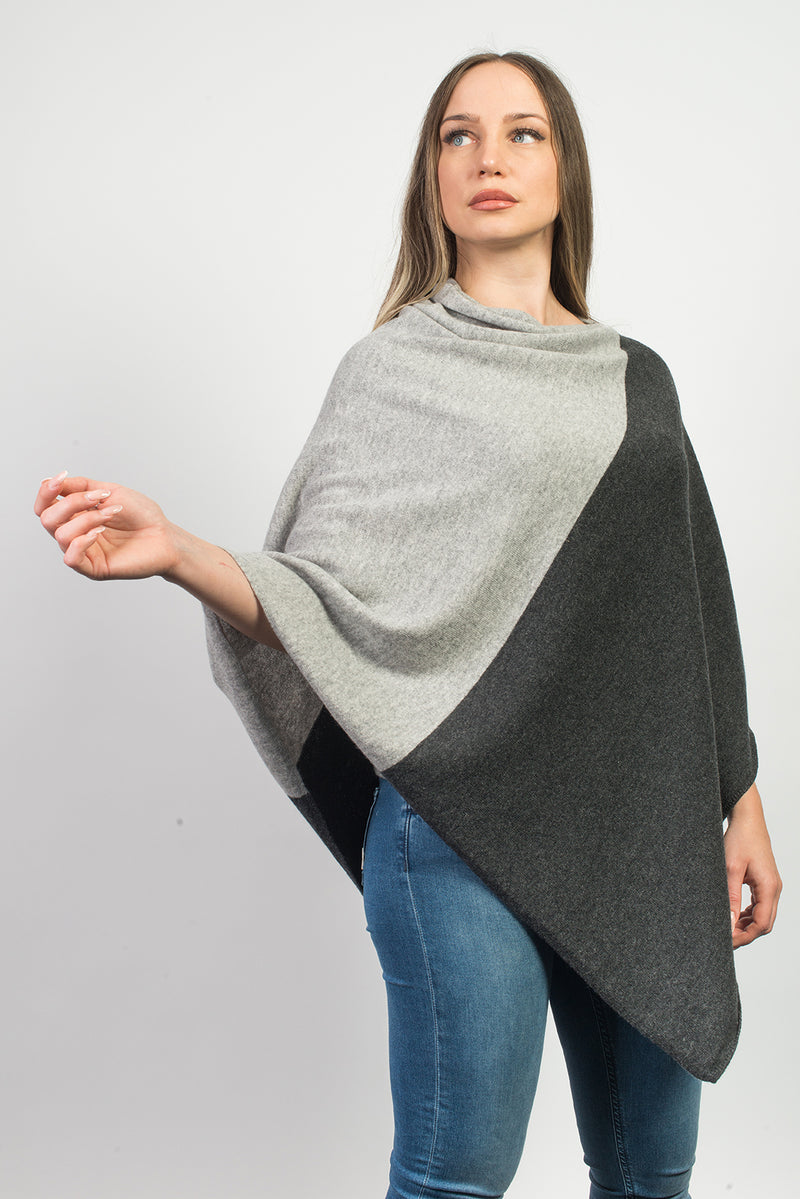Bicolor Poncho 100% Cashmere | Dalle Piane Cashmere
