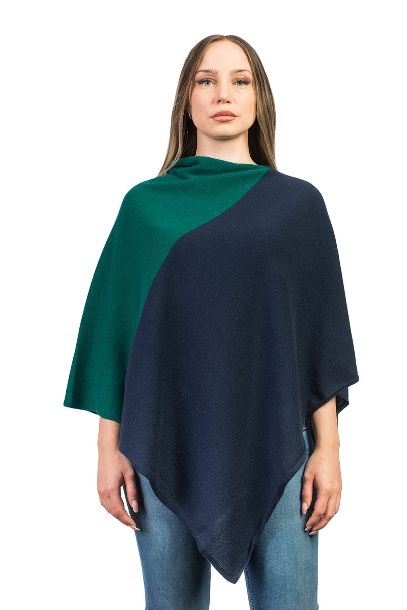 Bicolor Poncho 100% Cashmere | Dalle Piane Cashmere
