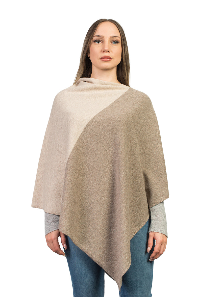 Bicolor Poncho 100% Cashmere | Dalle Piane Cashmere