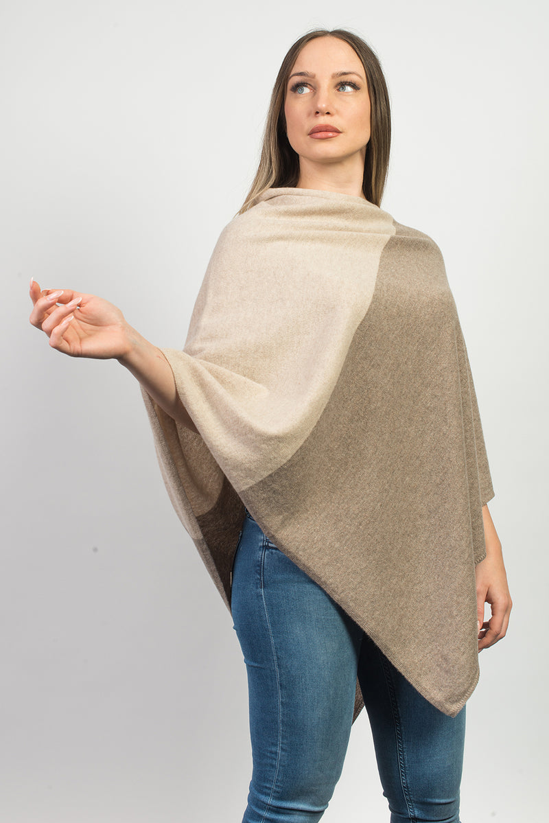 Bicolor Poncho 100% Cashmere | Dalle Piane Cashmere