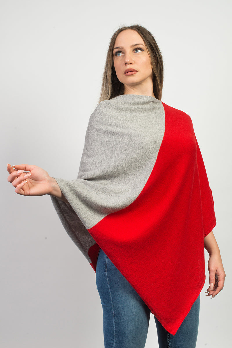 Bicolor Poncho 100% Cashmere | Dalle Piane Cashmere