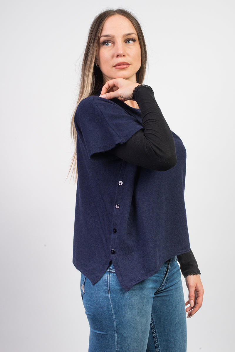 Shirt Side Buttons Cashmere Blend