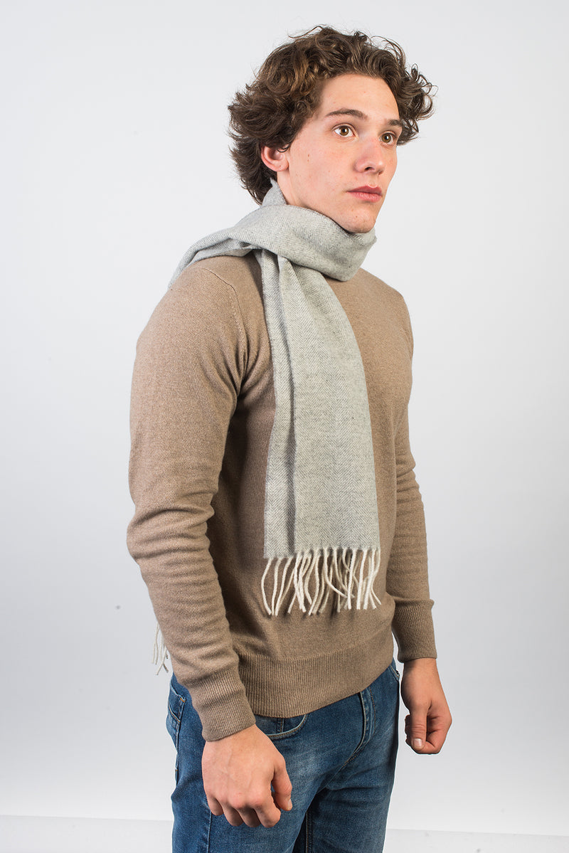 Herringbone Wool and Cashmere Scarf