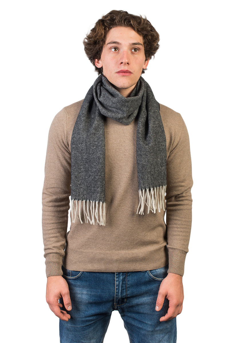 Herringbone Wool and Cashmere Scarf