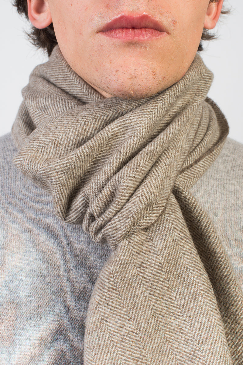 Herringbone Wool and Cashmere Scarf