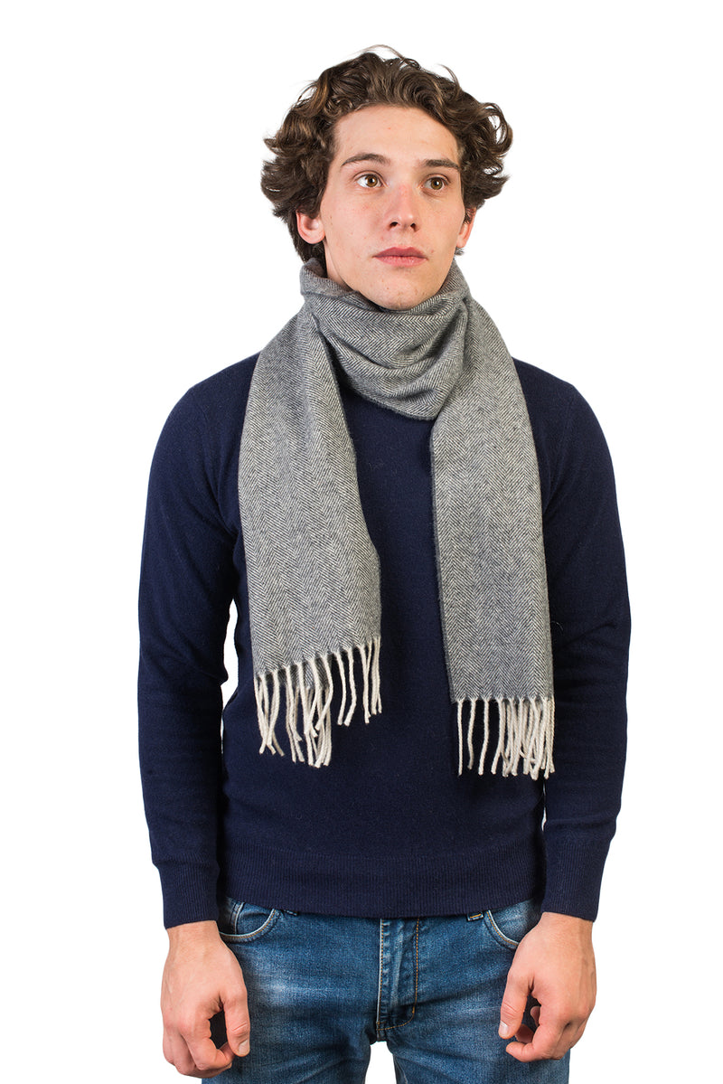 Herringbone Wool and Cashmere Scarf