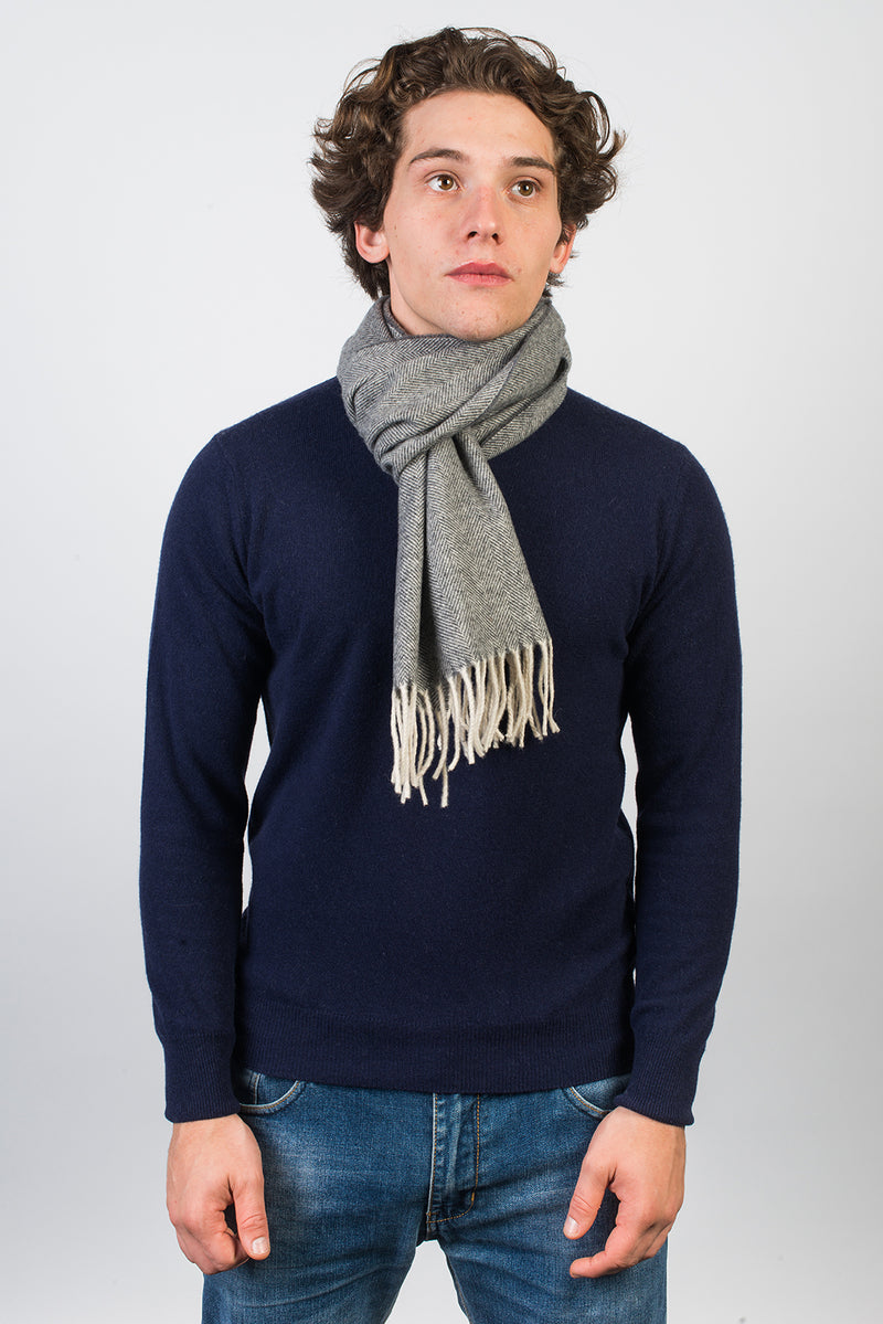 Herringbone Wool and Cashmere Scarf