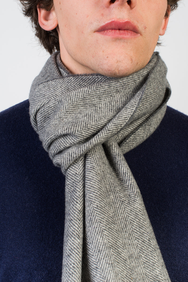 Herringbone Wool and Cashmere Scarf