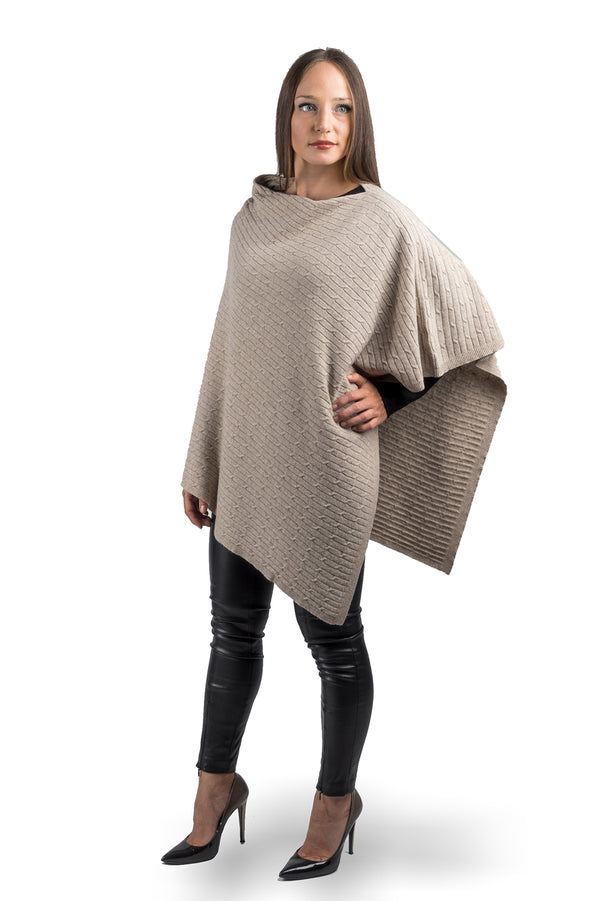 Cashmere blend braided poncho | Dalle Piane Cashmere