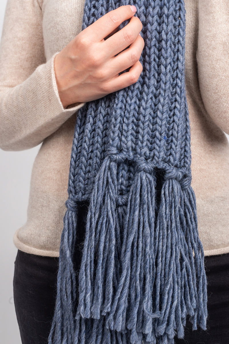 English rib knit scarf with fringes | Dalle Piane Cashmere