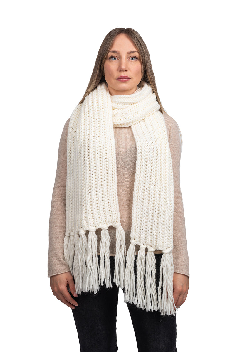 English rib knit scarf with fringes | Dalle Piane Cashmere