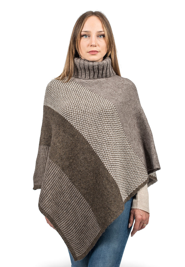 Striped turtleneck poncho | Dalle Piane Cashmere