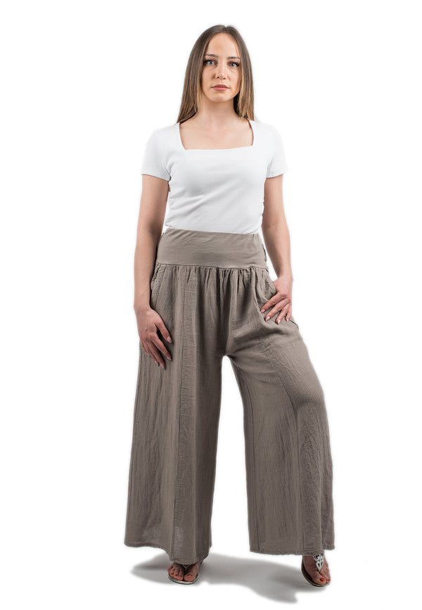 Palazzo trousers 100% linen | Dalle Piane Cashmere