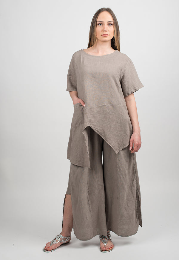 Asymmetrical tunic 100% linen | Dalle Piane Cashmere