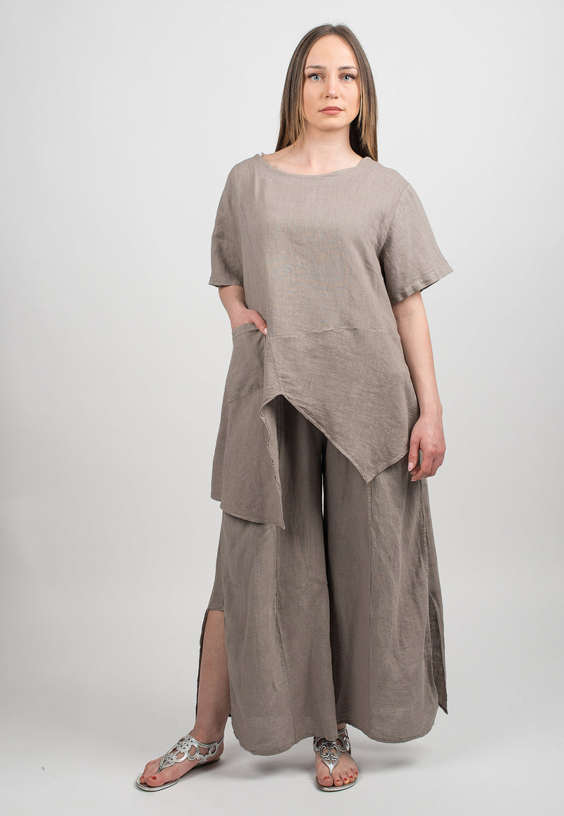 Asymmetrical tunic 100% linen | Dalle Piane Cashmere