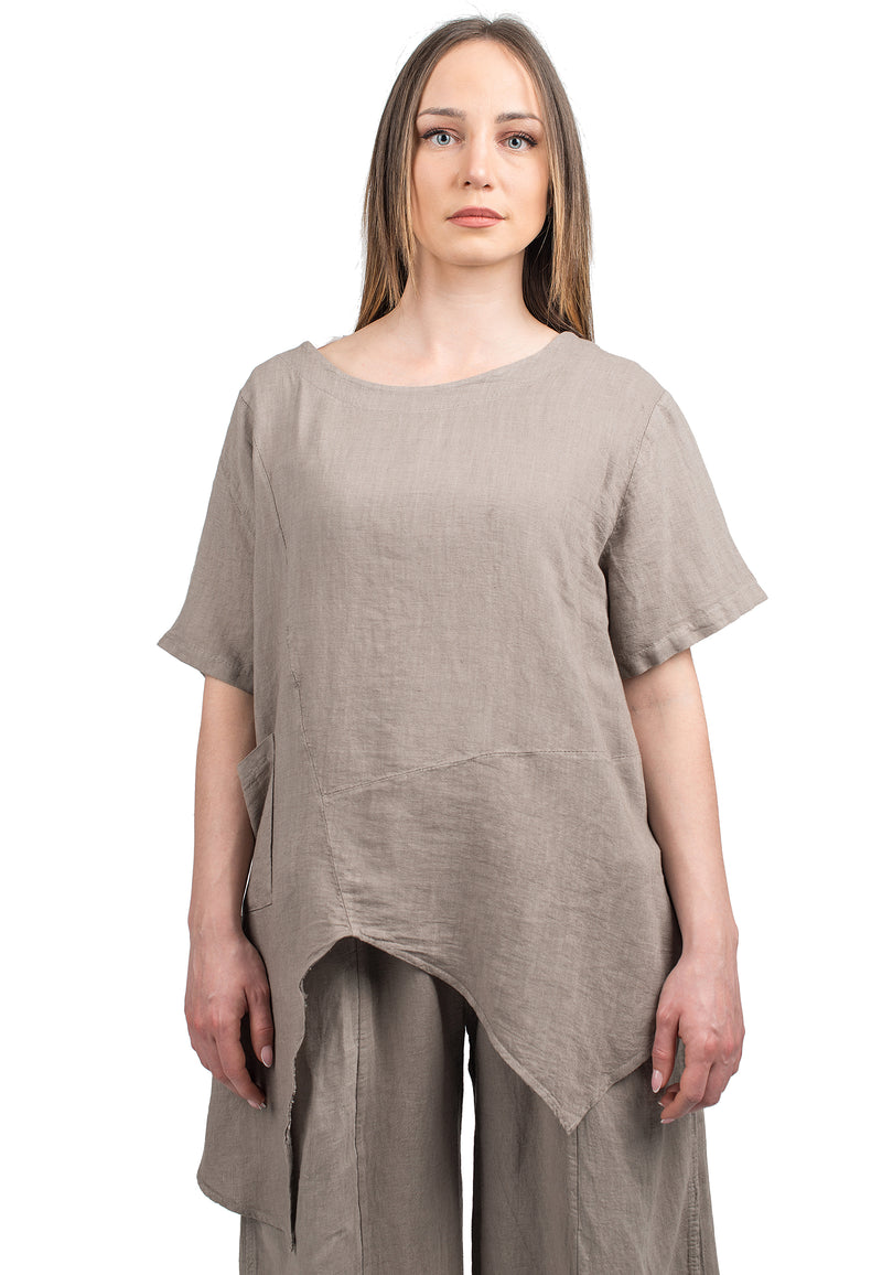 Asymmetrical tunic 100% linen | Dalle Piane Cashmere