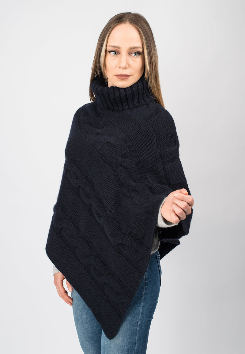 Poncho dolcevita con trecce | Dalle Piane Cashmere